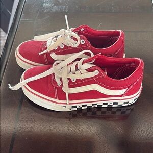 Vans Youth Red and White Old Skool Sneakers